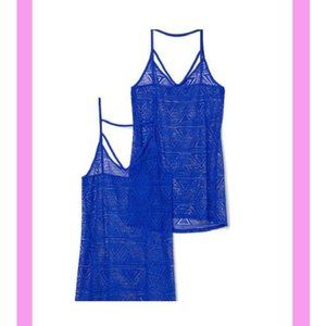 PINK VS Strappy-front Crochet Cover-Up - M